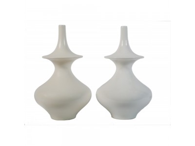 SET DE 2 VASES BLANC H36CM