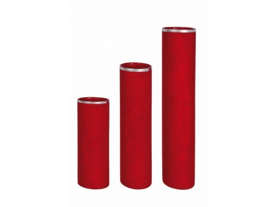 SET DE 3 VASES ROUGE/ARGENT