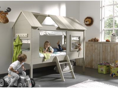 JUNIOR - Lit cabane 90 x 200 bi-couleur 