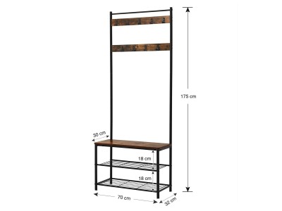 Porte-manteau de couloir et Banc avec étagères 