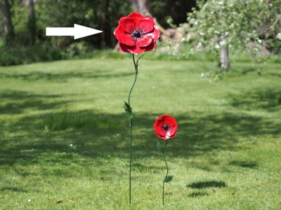 Décoration métal : Grande fleur rouge